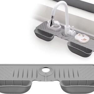 Faucet Splash Guard Water Catcher Mat Sink Tray Drying Sponge Holder Organizer
